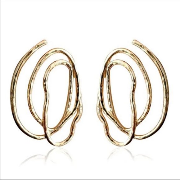 〽️“Maze” gold abstract wire earrings 〽️ - Picture 2 of 4